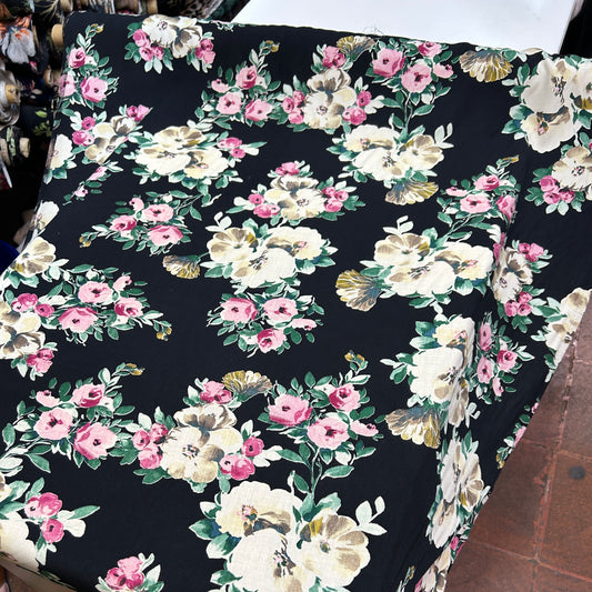 PREMIUM VİSKON LACİVERT ZEMİN ÇİÇEKLİ