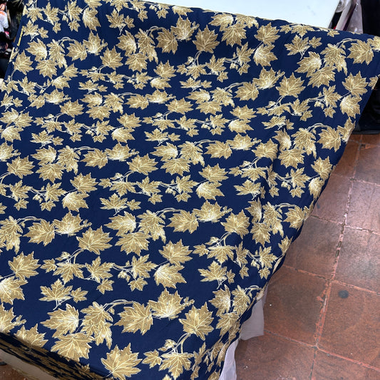 PREMIUM VİSKON LACİVERT ZEMİN YAPRAKLI