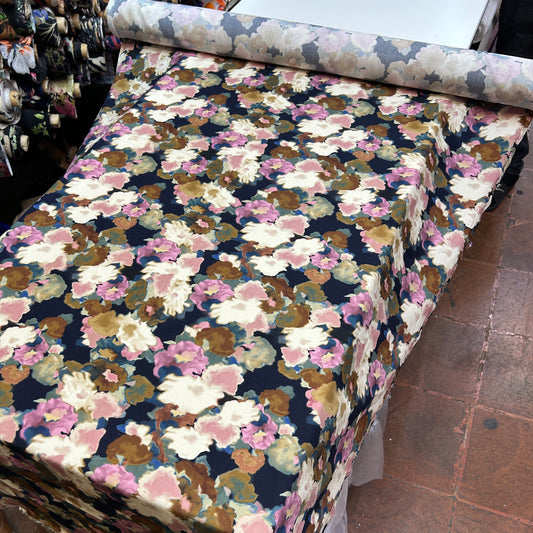 PREMIUM VİSKON PEMBE KAHVE ÇİÇEKLİ