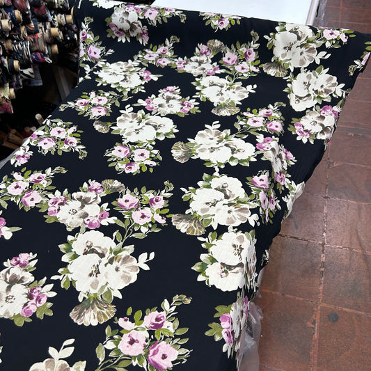 PREMIUM VİSKON LACİVERT BÜYÜK ÇİÇEKLİ