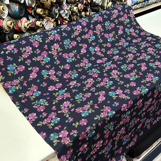 PREMIUM VİSKON MOR ZEMİNE PEMBE MAVİ