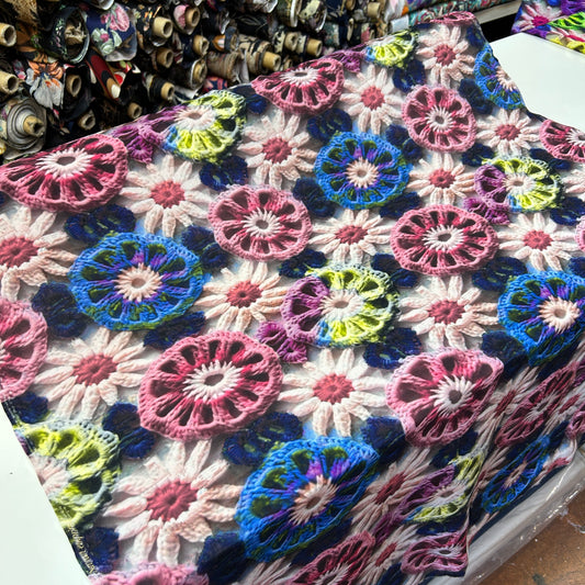 PREMIUM VİSKON MAVİ DANTEL DESEN