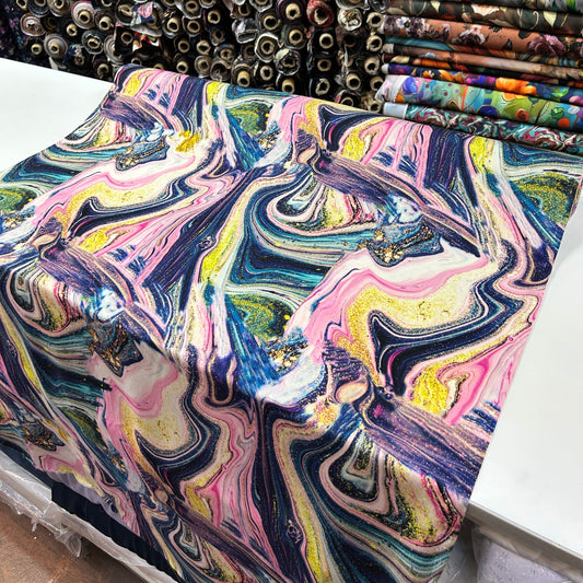 PREMIUM VİSKON PEMBE MAVİ EBRU