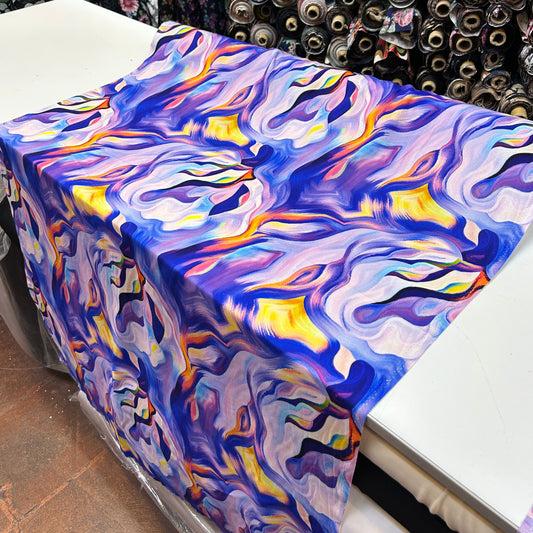 PREMIUM VİSKON SARI LACİVERT SU DESEN