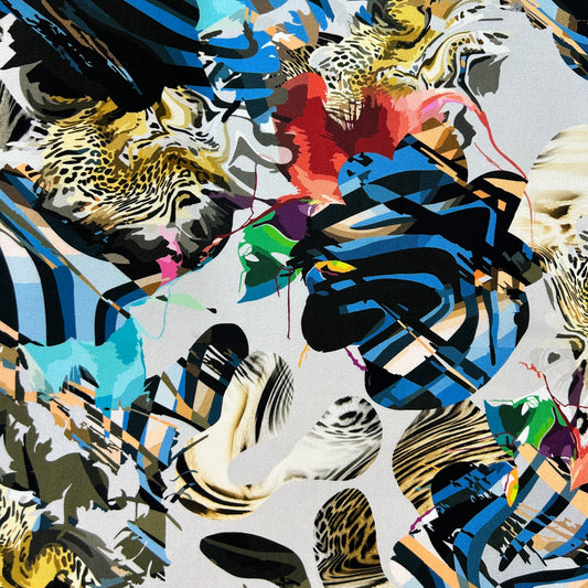 PREMIUM VİSKON BEYAZ ZEMİNE RENKLİ KARMA