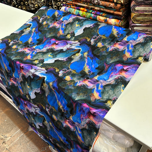 PREMIUM VİSKON LACİVERT PEMBE SU DESEN