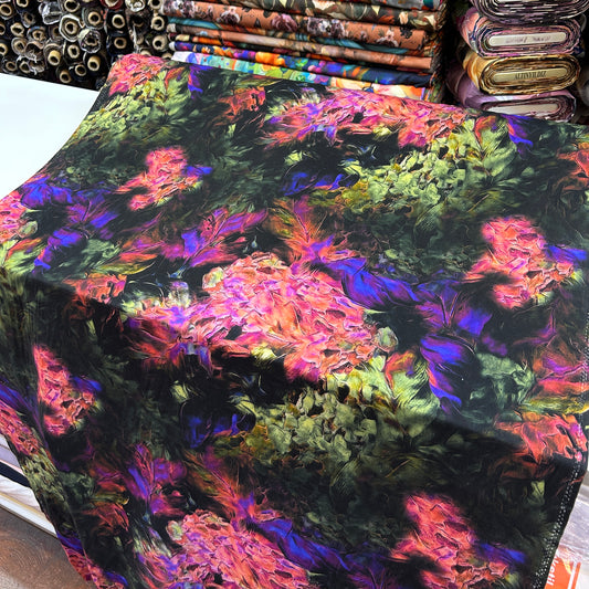 PREMIUM VİSKON PEMBE MOR YEŞİL DESEN