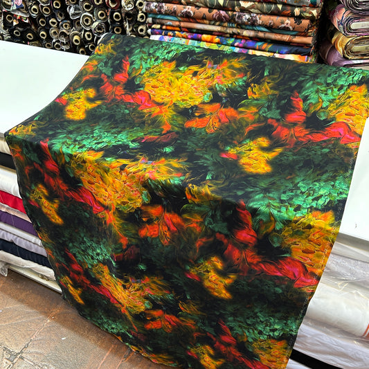 PREMIUM VİSKON TURUNCU YEŞİL DESEN RENKLİ