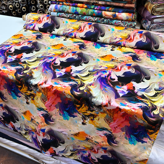 PREMIUM VİSKON KREM ZEMİNE LACİVERT RENKLİ