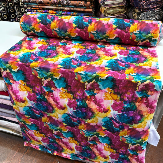 PREMIUM VİSKON INDIGO PEMBE SARI DESEN