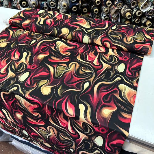 İTHAL İPEK JESİKA - KIRMIZI SARI ALEV DESEN