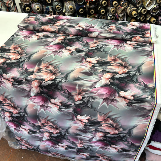 İTHAL İPEK JESİKA - GRİ TEN ÇİÇEKLİ