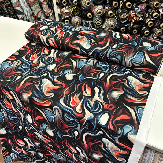 İTHAL İPEK JESİKA - KOYU ZEMİNE PASTEL RENKLİ