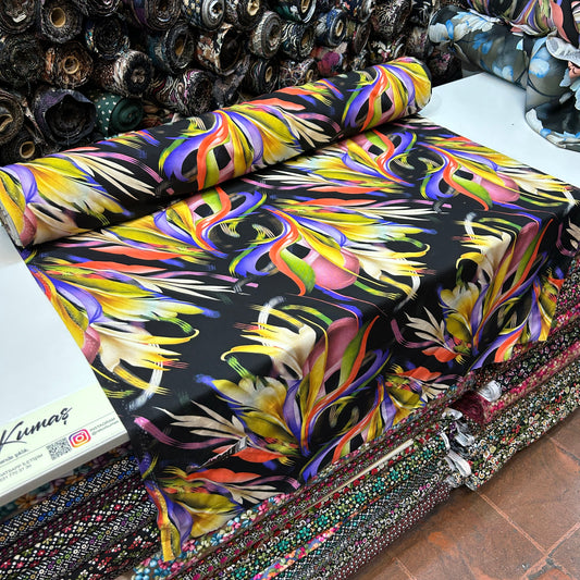 PREMIUM VİSKON - SİYAH ZEMİNE RENKLİ SARMAL