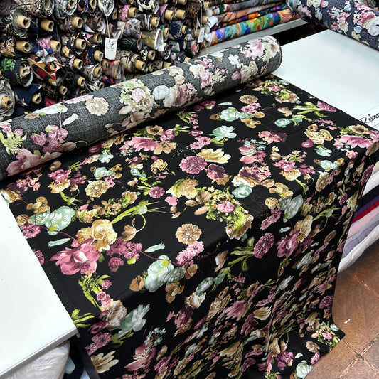 PREMIUM VİSKON - MOR KAHVE DALLI ÇİÇEKLİ