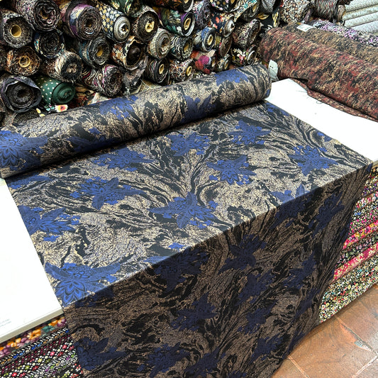 KAŞMİR - LACİVERT SİYAH ÇİÇEKLİ