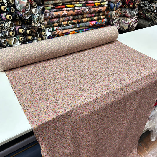 PREMIUM VİSKON - PEMBE SARI BEJ KÜÇÜK ÇİÇEKLİ