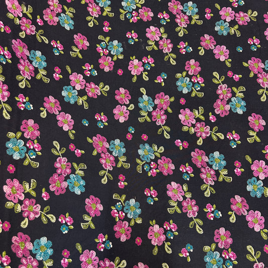 PREMIUM VİSKON MOR ZEMİNE PEMBE MAVİ